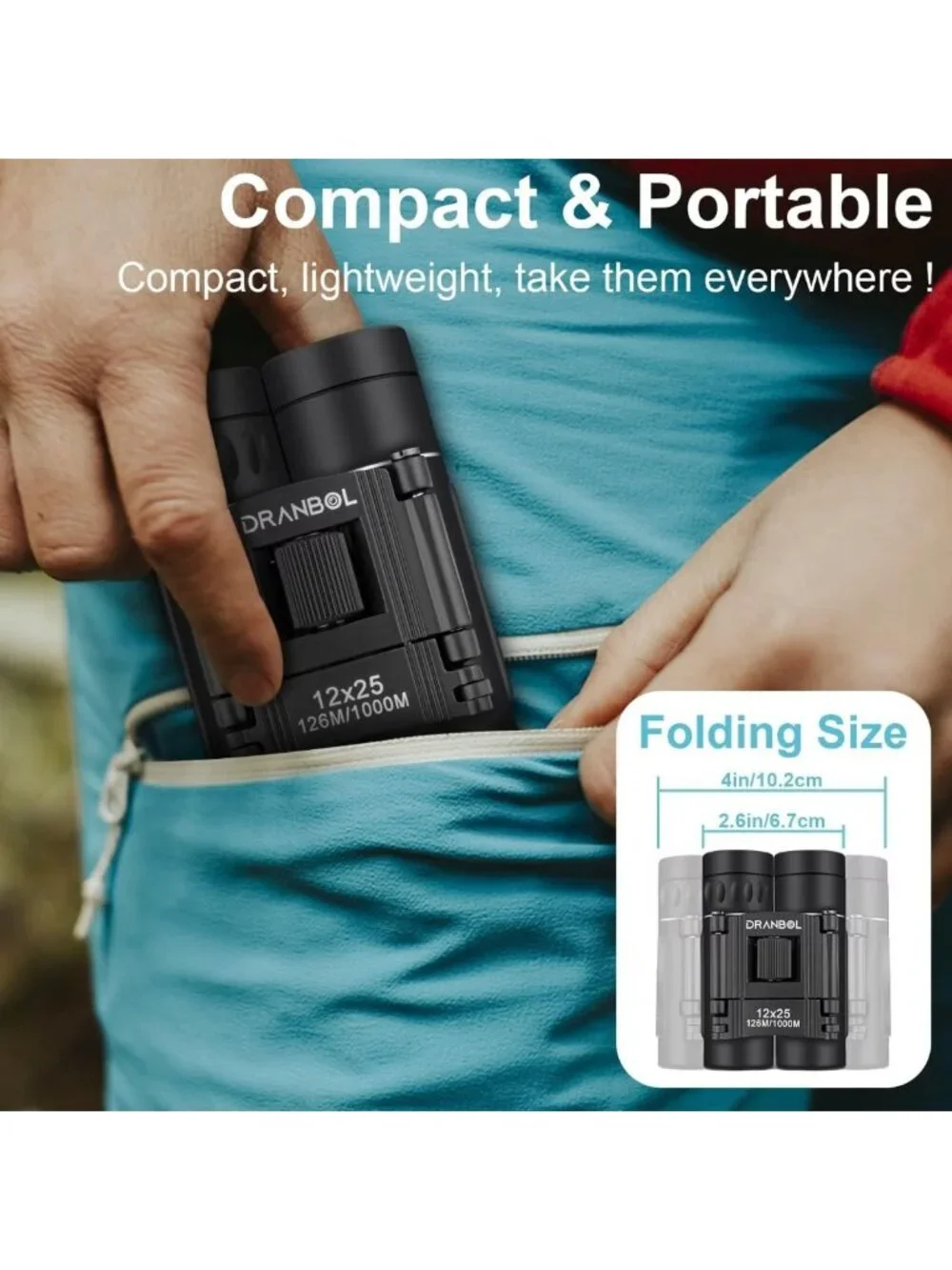 Compact 12x25 Mini Pocket Binoculars for Bird Watching, Concerts & Outdoor Fun